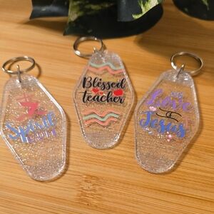 Inspirational Keychain Set with Glitter Accents
